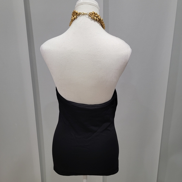 INC International Concepts Black Halter Tank with Gold Beaded Neck - Picture 4 of 6